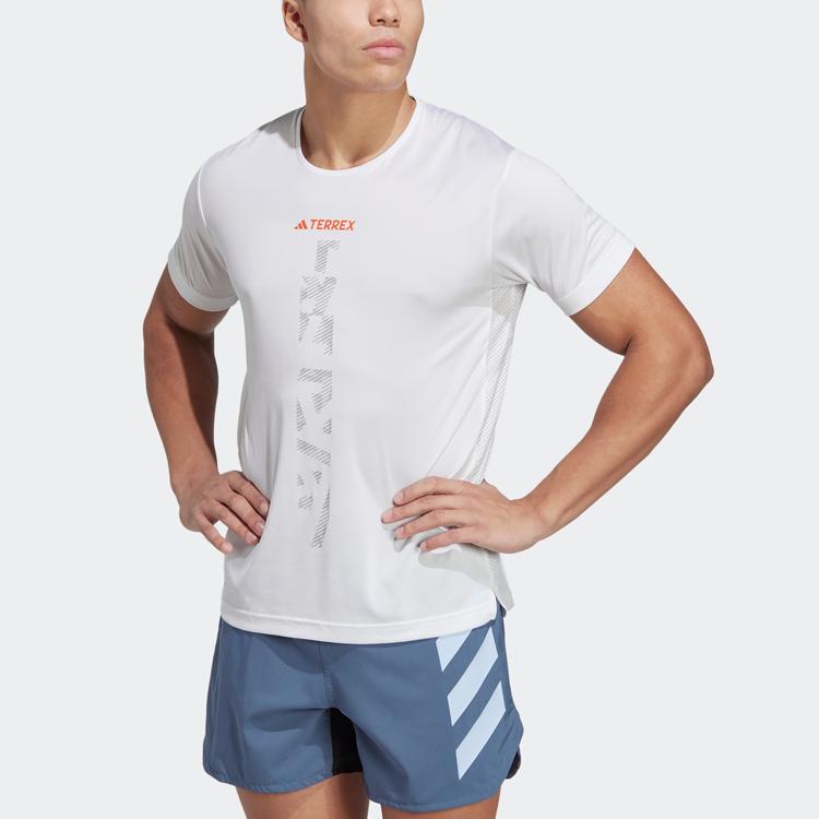 Adidas Мужская футболка для бега по трейлрангу Agravic с принтом алфавита, белая HT9442