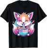 Transgender Pride Kawaii Fox Ramen Noodles Trans Flag T-Shirt Women Clothing Tops Kawaii Clothes Camisetas