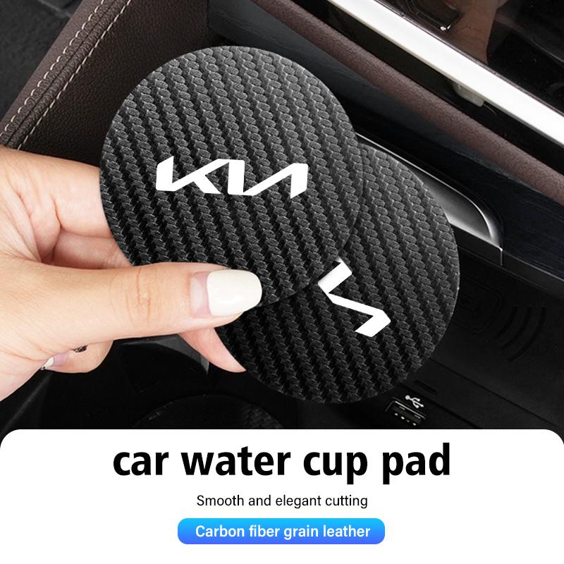 CAFHF1 Set of 2 Leather Coasters Anti-Noise Water Coaster Pads for Kia Ceed Sportage Rio K5 K2 Optima Cerato Proceed Venga