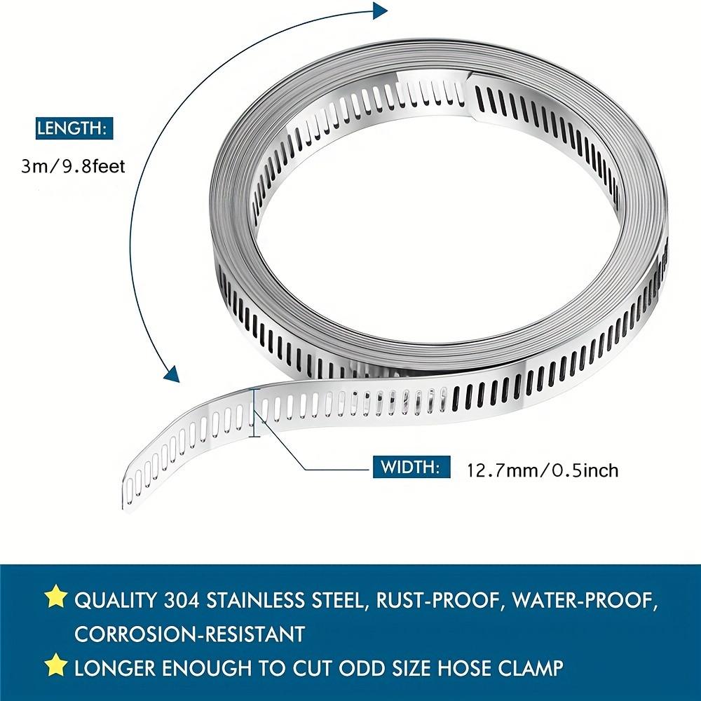 9,8 футов 12,7 мм 304 червячный хомут из нержавеющей стали хомут с крепежом регулируемый хомут для шланга своими руками зажим для воздуховода