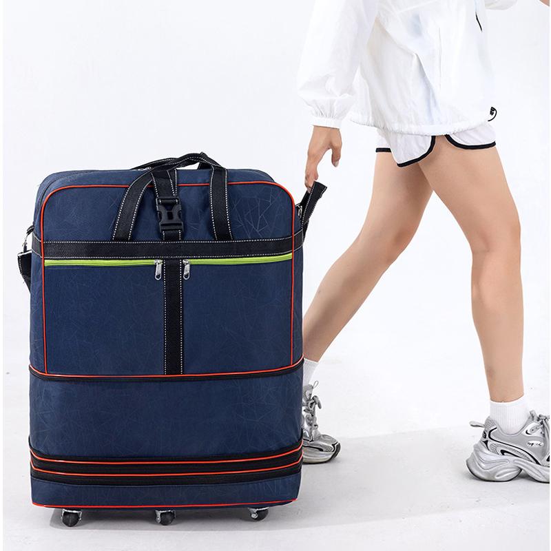 Air Consignment Bag Large-capacity Retractable Folding Travel Bag Universal Wheel Moving Travel Nylon Cloth Duffel Bag