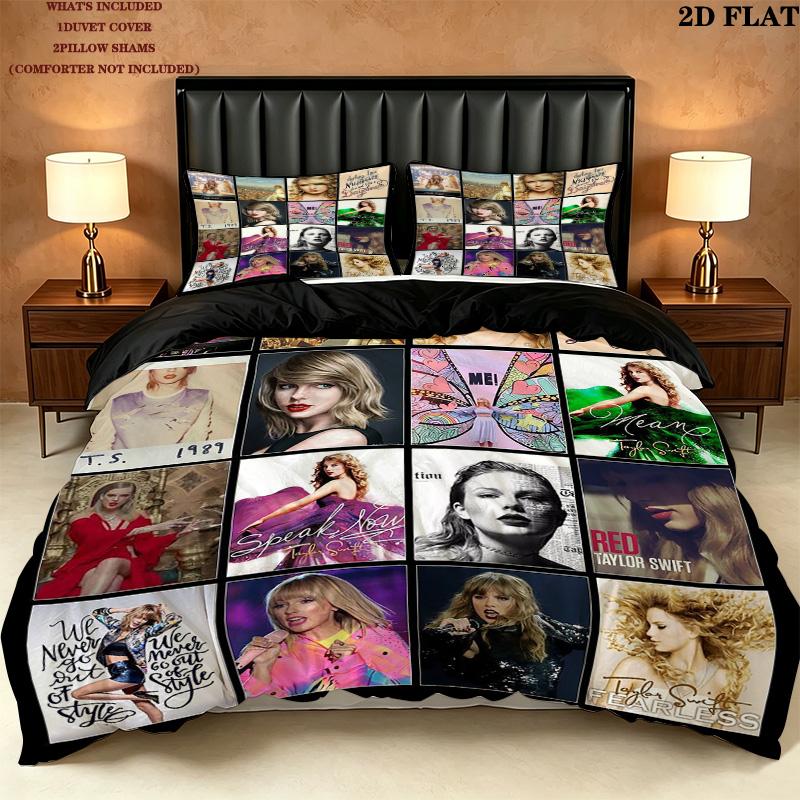 Taylor Pattern Bedding Quilt Set Quilt Cover Pillowcase Home Birthday Gift(1 * duvet cover + 2 * pillowcase, without core)