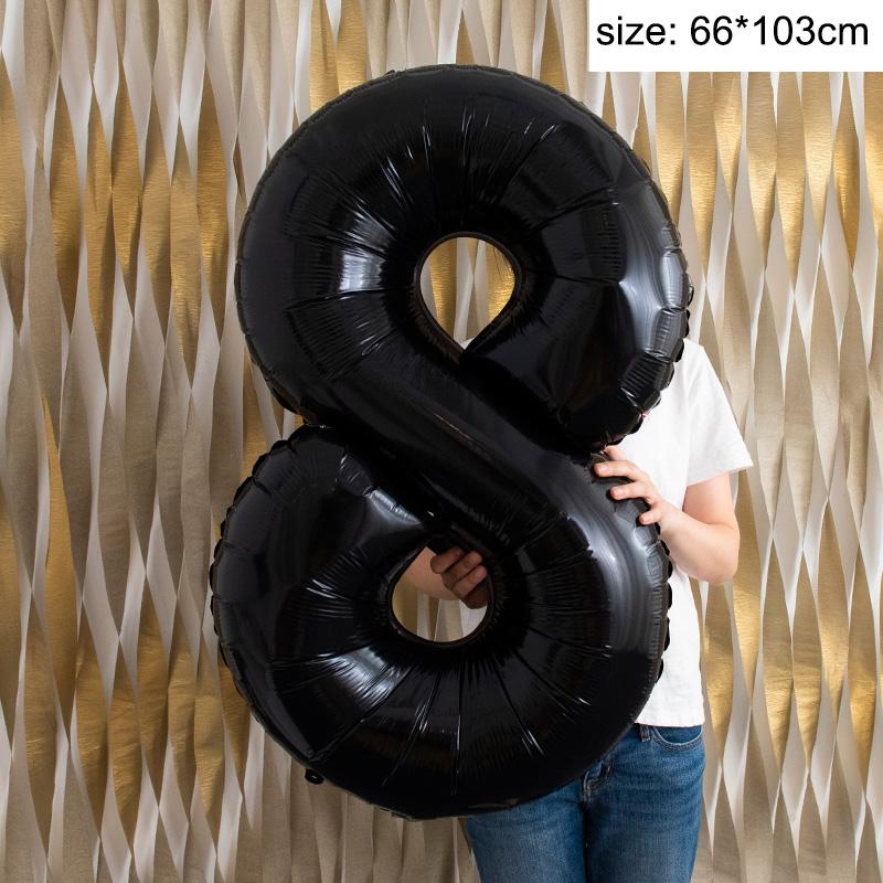 40 Inch Black Figure Foil Number Balloon Anniversary Birthday Party Decoration Adult Bridal Shower Digital Ballon Kids Globo