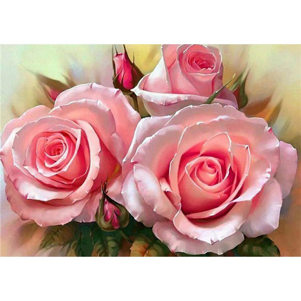 5D DIY алмазная живопись цветок горный хрусталь роза картина полная круглая вышивка крестиком комплект мозаичная ваза украшение подарок