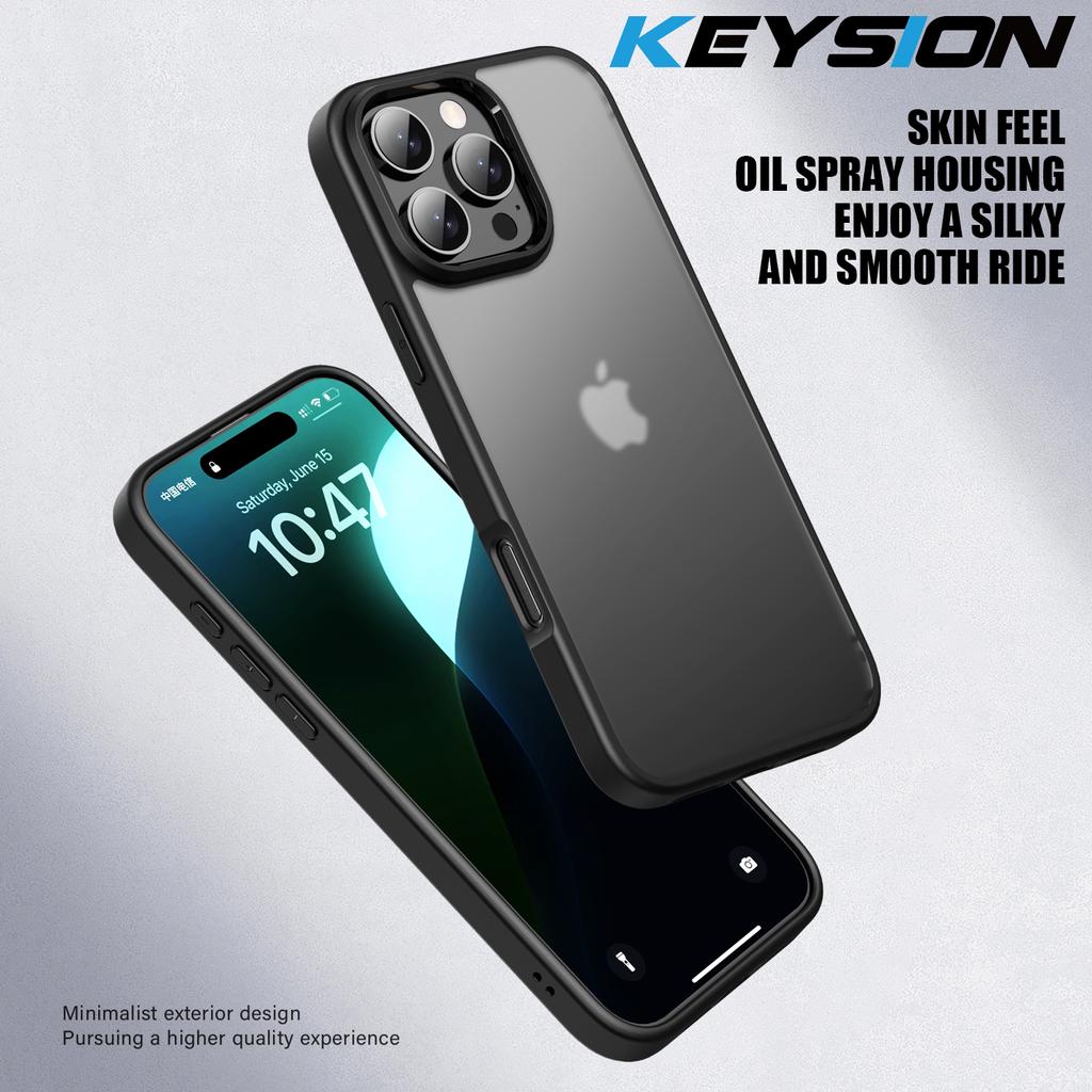 KEYSION Прозрачный противоударный чехол для iPhone 16 Pro Max Прозрачный матовый мягкий силиконовый + задняя крышка для телефона из ПК для iPhone 16 15 Pro Max