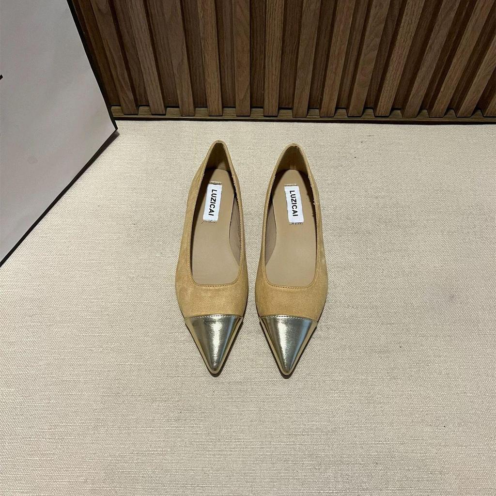 Летние туфли-феи во французском стиле с острым носком на плоской подошве для вечерней юбки 2024 года