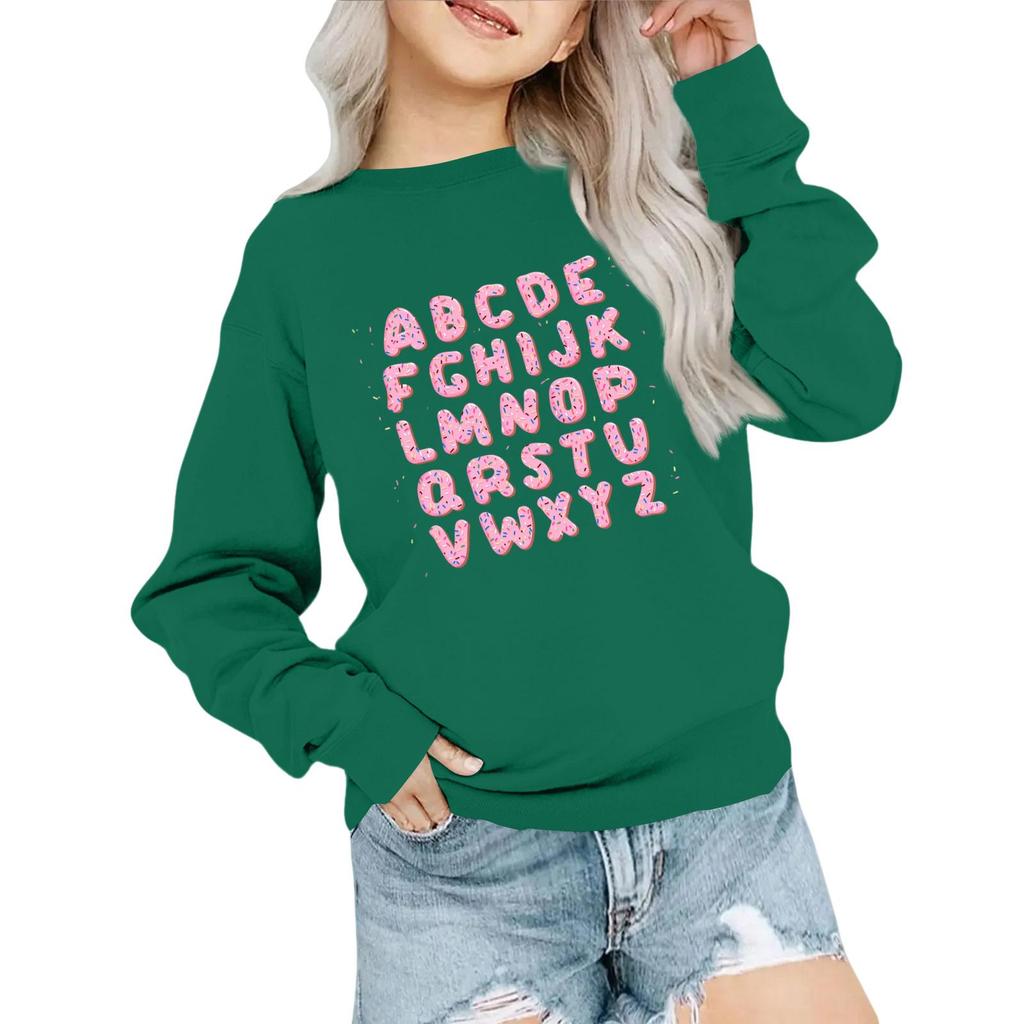 Kids' Fashion Loose-Fit Casual Long-Sleeve Christmas Print Oversized Crewneck Sweatshirt