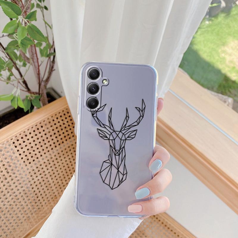 Мягкий силиконовый чехол с рисунком Cat Line для Samsung A55 35 M35 S24 Xiaomi Redmi Note 13 Pro iPhone Huawei Honor Realme Camera Защитный противоударный чехол