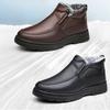 Winter Men Cotton Shoes Waterproof Anti Slip Plush Warm Casual Shoes Middle-aged Elderly People Comfort Flat Soled Snow Boots