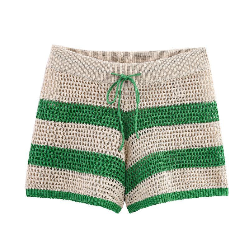 Araltay New Arrival Fashion Style Women's Fashion All-Match Minimalist Stripes Polo Shirt Knitting Coat Shorts