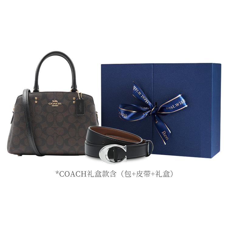 COACH Lillie Cow Leather Handbag, Shoulder Bag, Crossbody Bag Small Women's Dark Brown 91494-IMAA8