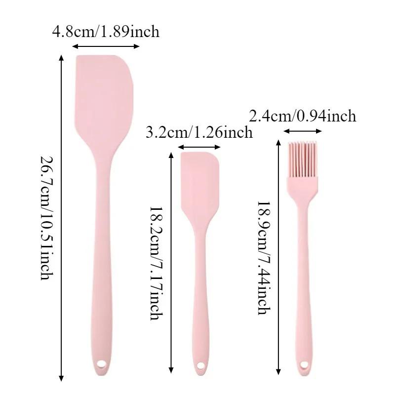 3Pcs/Set Silicone Spatula Set Cake Cream Scraper Oil Brush Non-stick Spatula Jam Spreads Kitchen DIY Cake Baking Tools