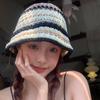 Summer Sunproof Crochet Bucket Hat Ladies Spring Commute Camping Fisherman Cap with Stripe Pattern for Girlfriend