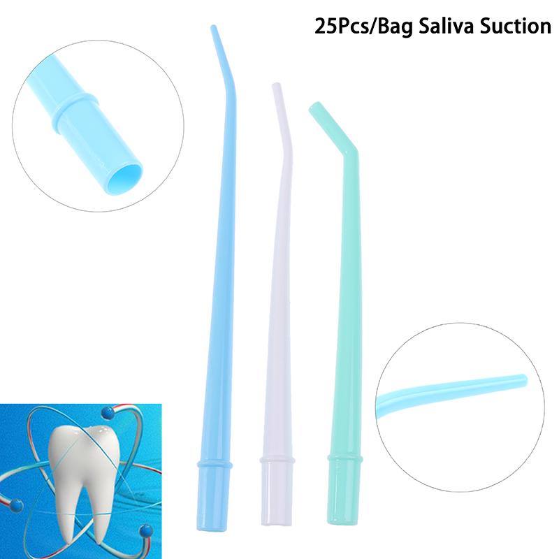 25 Pcs Dental Disposable Elbow Saliva Ejector Suction Tube Surgical Aspirator