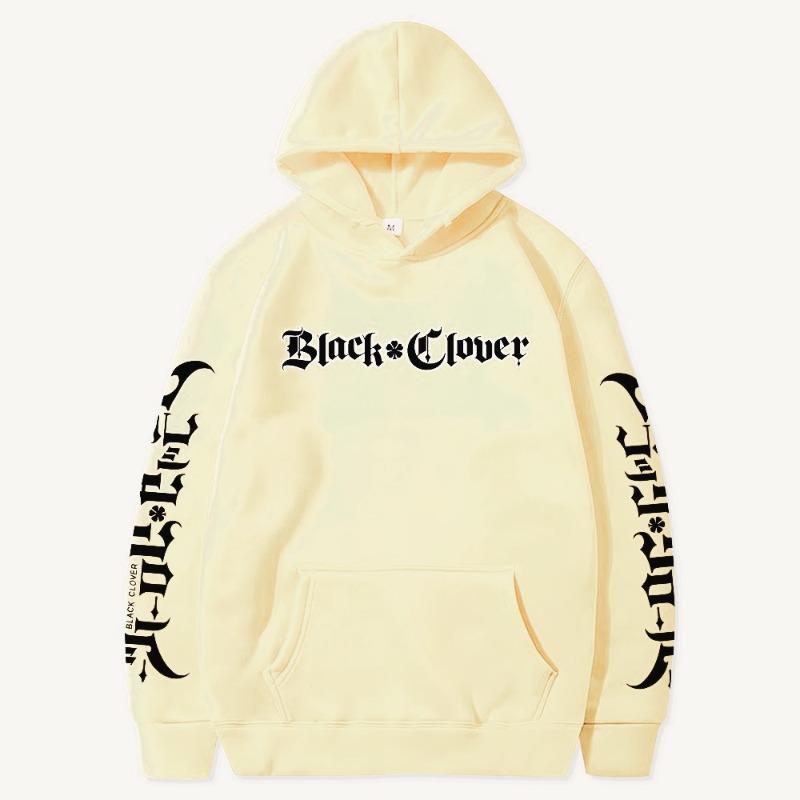 Аниме Черный клевер С принтом букв Мужские и женские худи с капюшоном Манга Худи с длинным рукавом Популярная уличная одежда Харадзюку Унисекс Толстовка