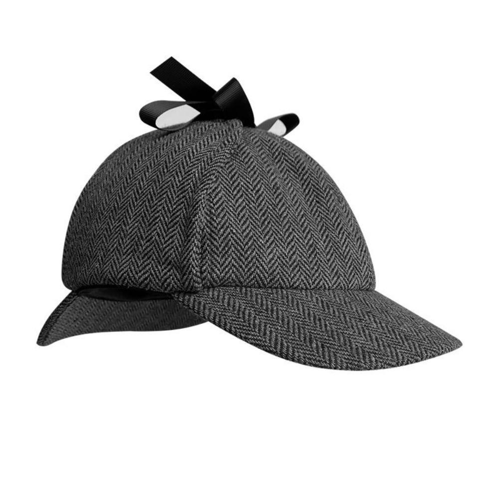 Double-Cap Brim Ear Protection Cap All Seasons Baseball Cap Vintage Detective Cap Women