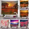 Flower Aesthetic Tapestry Sunset Flower Field View Tapestry Flower Wall Art Tapestry Bedroom Dormitory Room Home Decoration