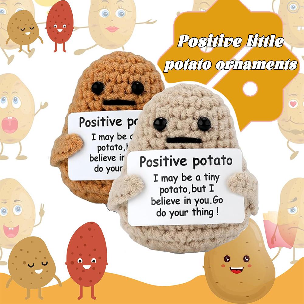 Положительная энергия Карманный Карманный Обнимашка Карманный Милый Мини Забавный Вязаный Картофель С Открыткой Для Послания Детские Игрушки Домашнее Рождественское Украшение Подарок