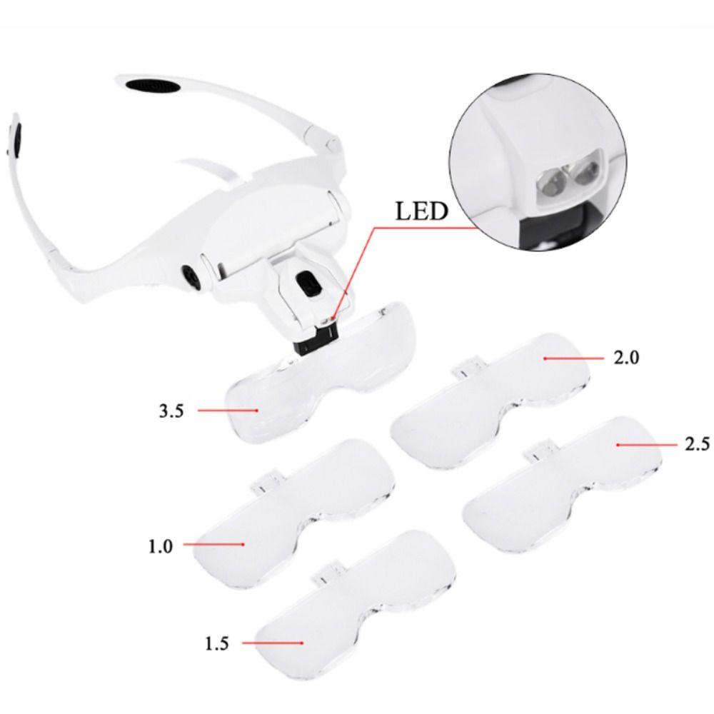 Adjustable Headlamp for Eyelash Grafting Professional LED Light Headband Magnifier Glasses Beauty