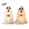 Spooky Seasonal Atmosphere Halloween Ghost Decoration Light-Up White with Pumpkin Indoor Children Party Favors Cute Standing Tabletop for