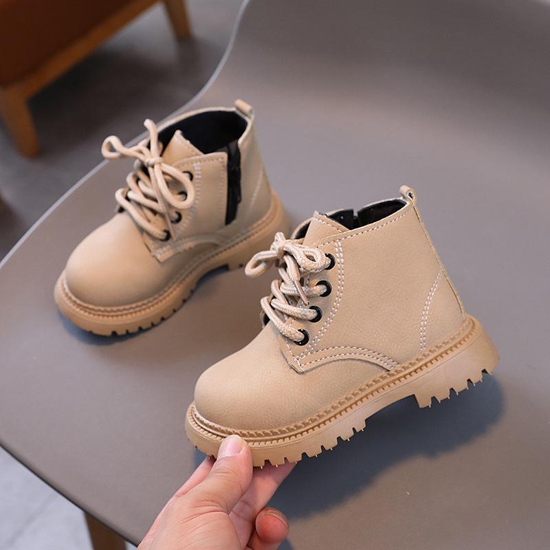 Children's Autumn Boots Solid Color Round-toe Kids Boots for Girl Fashion Thick Bottom Causal Boys Platform Ankle Boots Non-slip