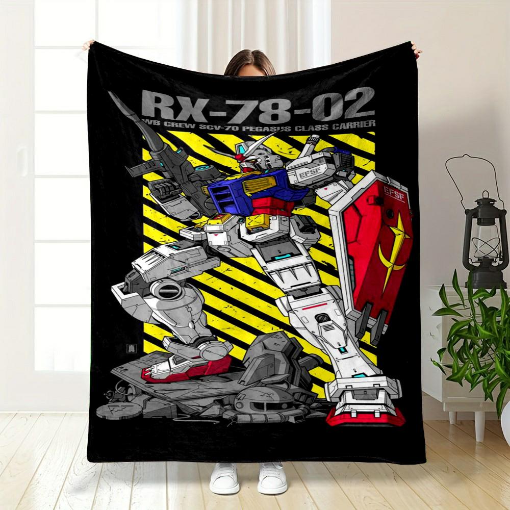 "RX-78-02 Gundam Mecha Design Blanket" Patterned flannel blanket perfect for the bedroom living room, sofa, or a little nap