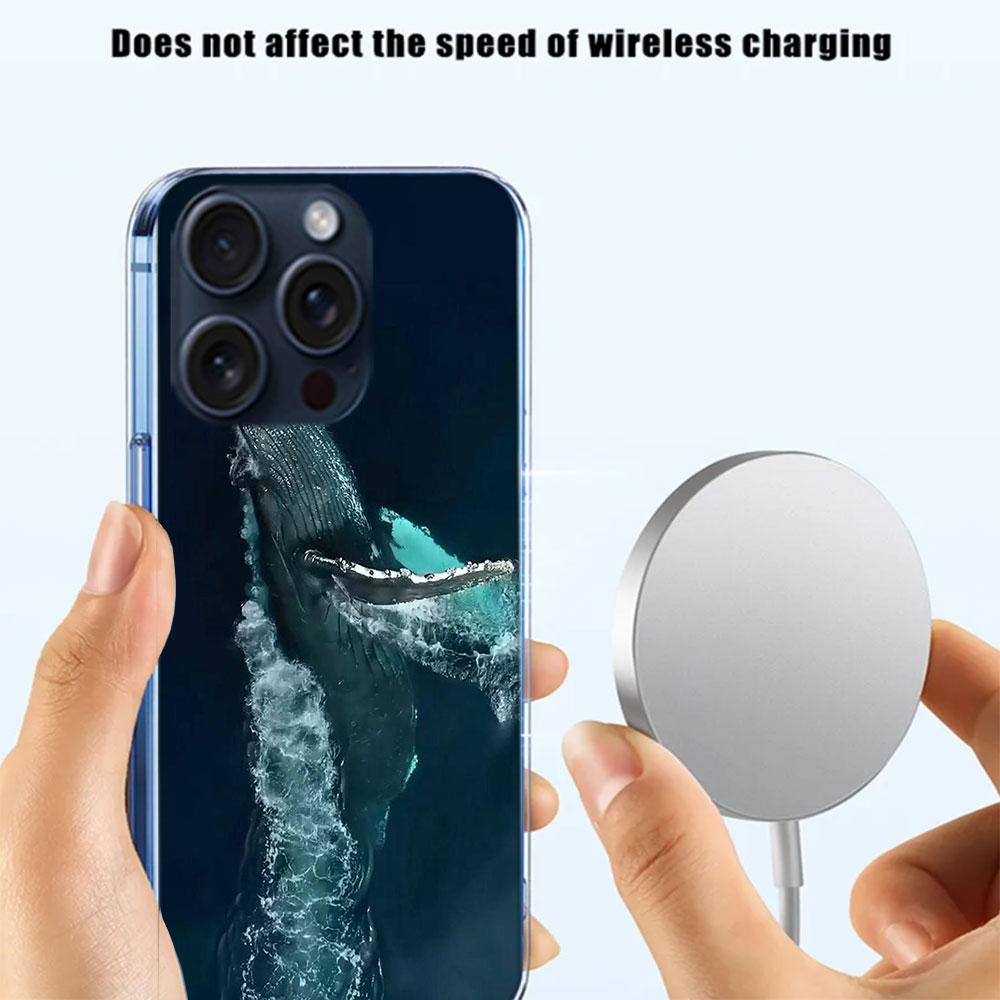 Whale Sea Giant Clear Phone Case For Iphone 17 Air 16 Pro Max 15 Pro 14 Plus 17E 16E 11 13 12 Mini Cover Cases Fundas Cell TPU C