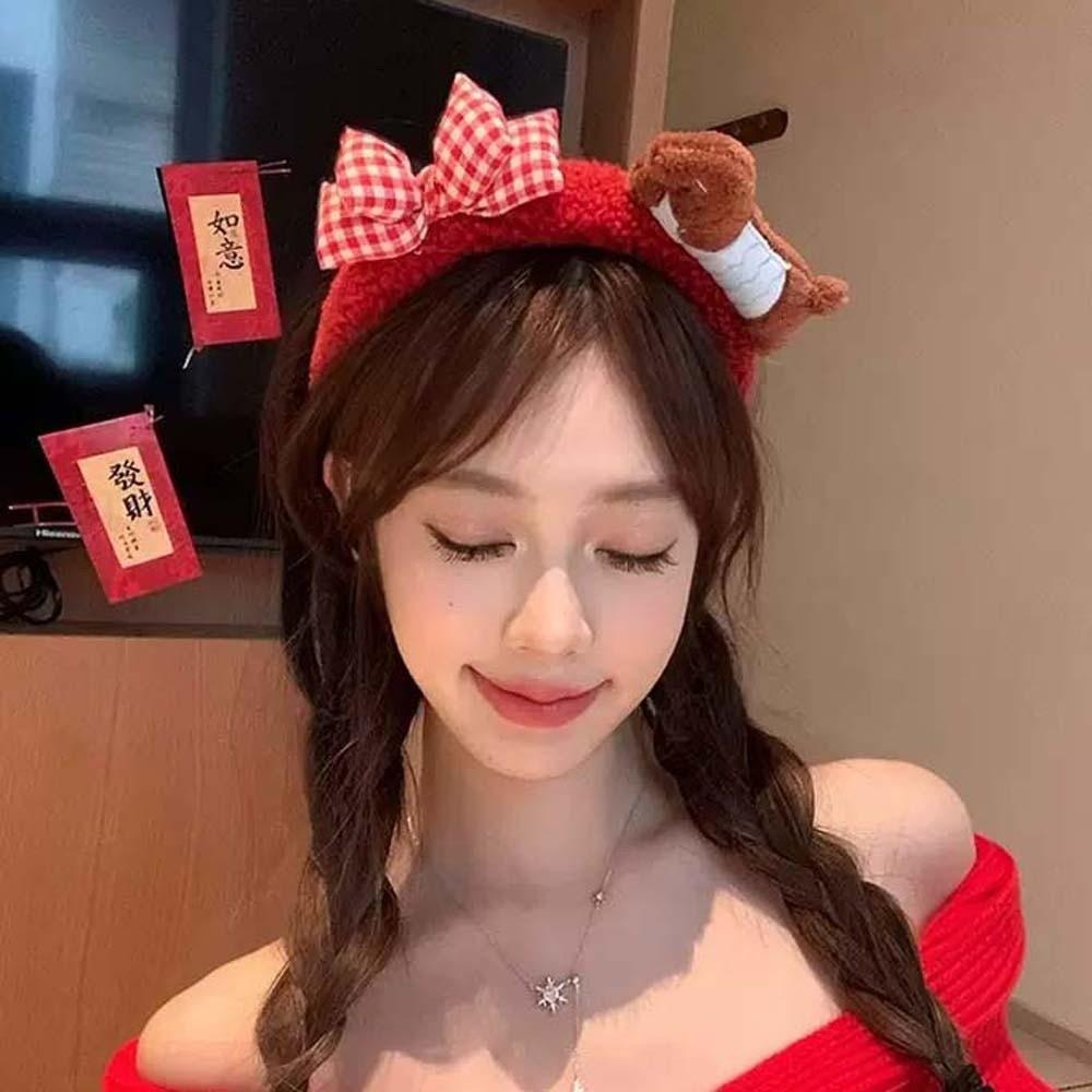 Hair Accessories Dachshund Hair Hoop Moon Cartoon Monkey Hairband Sweet Red Plush Headband Women