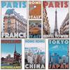 Modern Famous Travel City Posters White Paper Paris Italy Landscape Prints Painting Wall Art Decor Interior Mural DIY Living Room Decoration Pictures