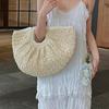 Woven Straw Bag Moon Large Capacity Purse and Handbag For Women Beach Basket Bags Fashion Travel Shoulder Shopper Totes