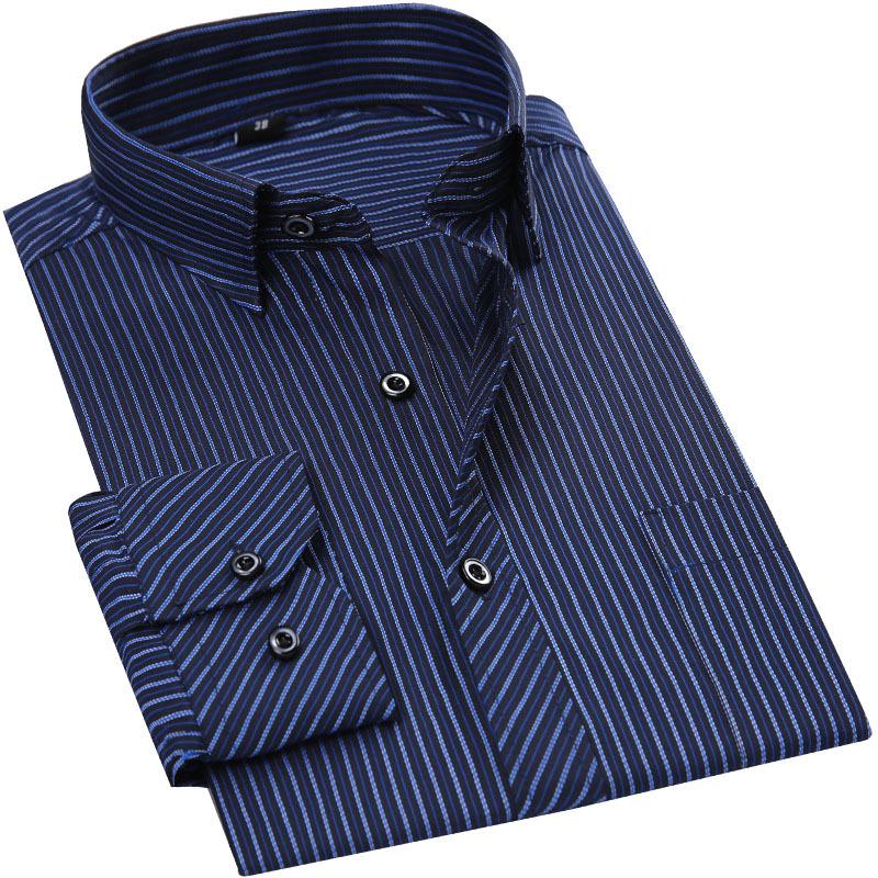 Men's Business Casual Striped Long-Sleeve Shirt - Simple and Fashionable
