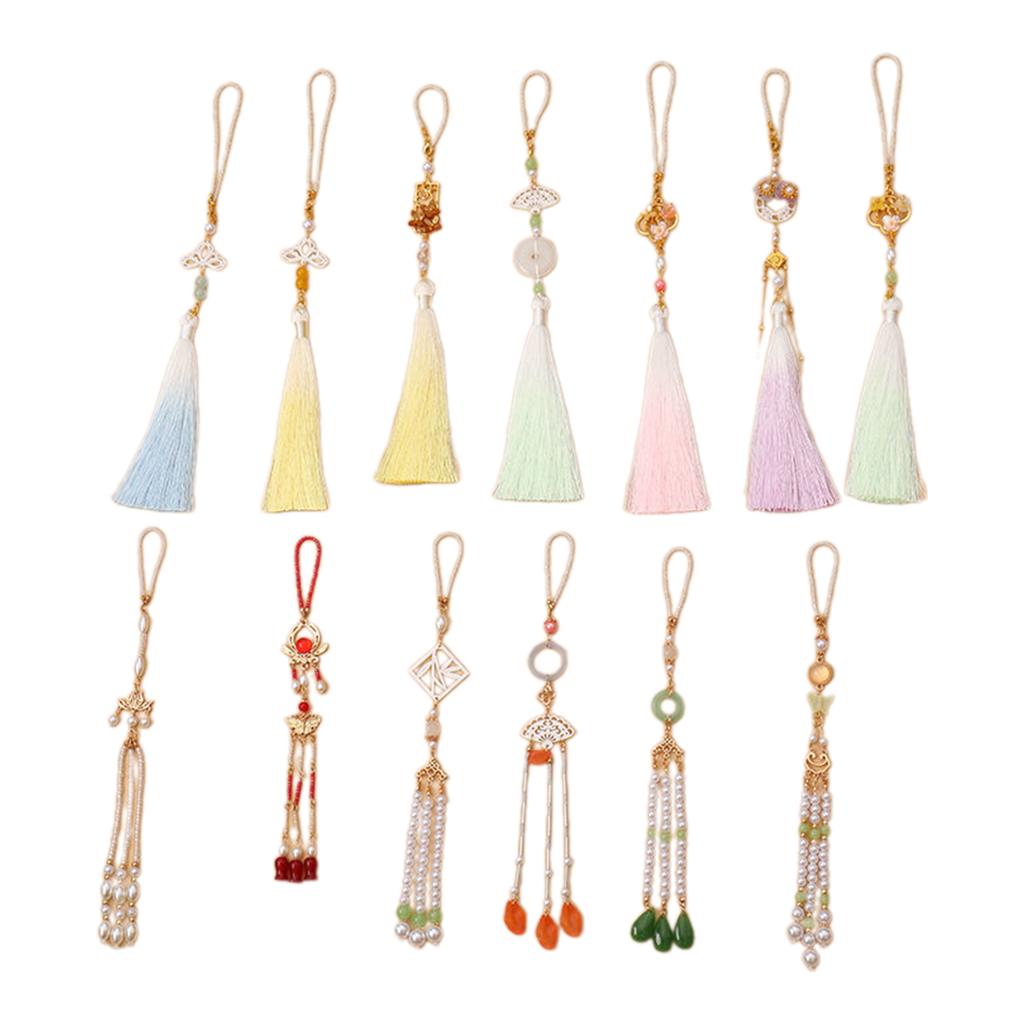 Chinese Style Brooch for Traditional Clothing Handmade Cheongsam Pendant with Long Fringes Waist Hanging Ornament