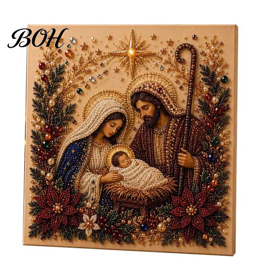 Christmas Gift for Craft Lovers Xmas Faux Pearl Painting Kit, 3D Art DIY Winter Scene Set Holiday Project Adults, Festive Home Wall Decor Projects