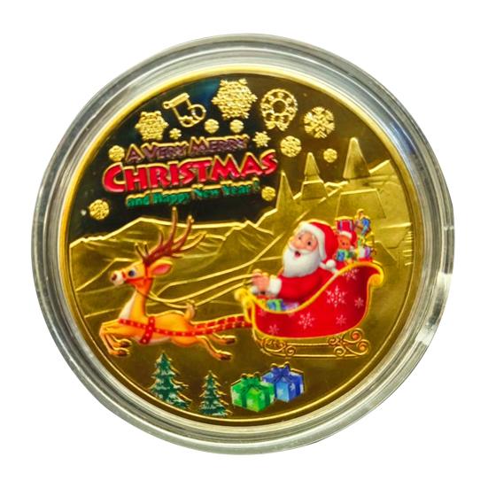 1/4 шт., резная рождественская монета Санта-Клауса, металлическая медаль в виде лося, памятный медальон, круглая коллекционная монета, украшение для домашнего офиса и стола