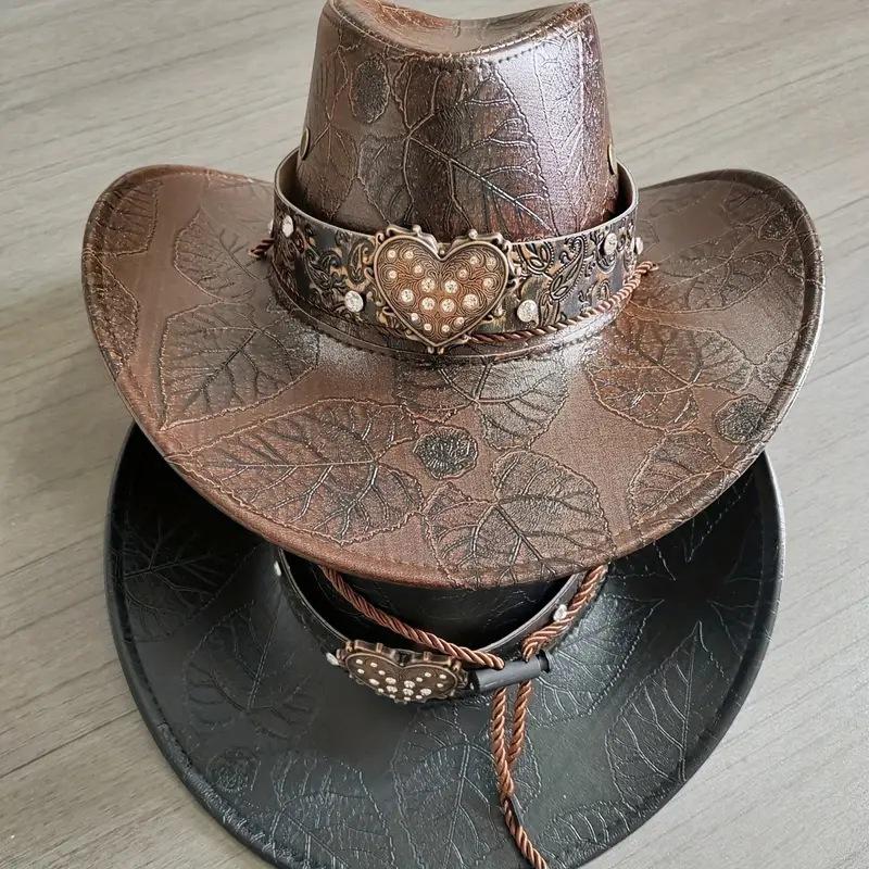 Summer American retro western cowboy hat, big brim, small face, outdoor travel, big head circumference hat, top hat