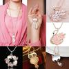 Women Sweater Chain Necklace Rhinestone Cat Swan Owl Pendant Jewelry Gift