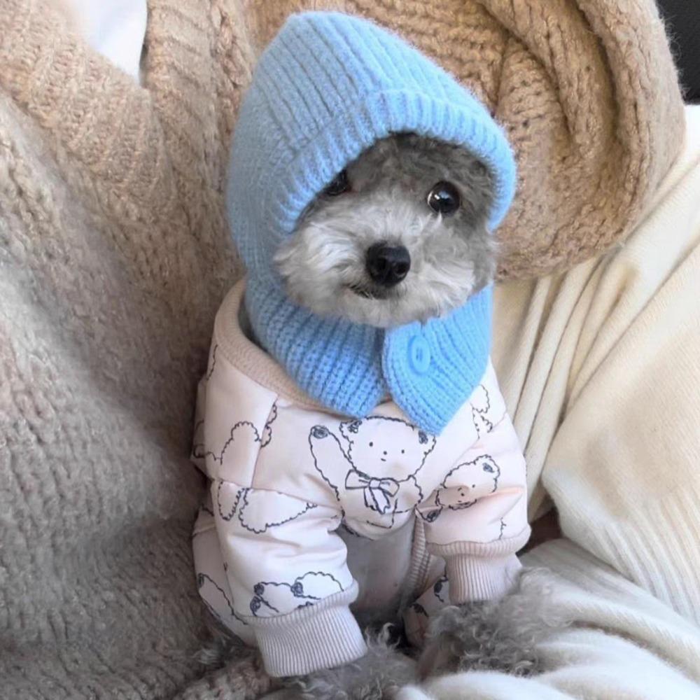 Fashion Dog Knitted Hat Soft Dog Head Cover Cute Cat Bear Hat  for Dog Cat