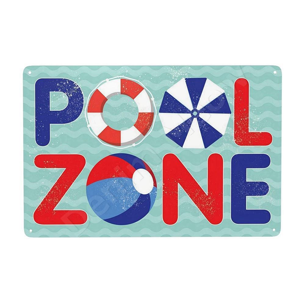 Pool Zone Metal Sign Its OClock at the Pool Vintage Pool Sign Funny Pool Decor Tiki Bar Wall Art Outdoor Decor