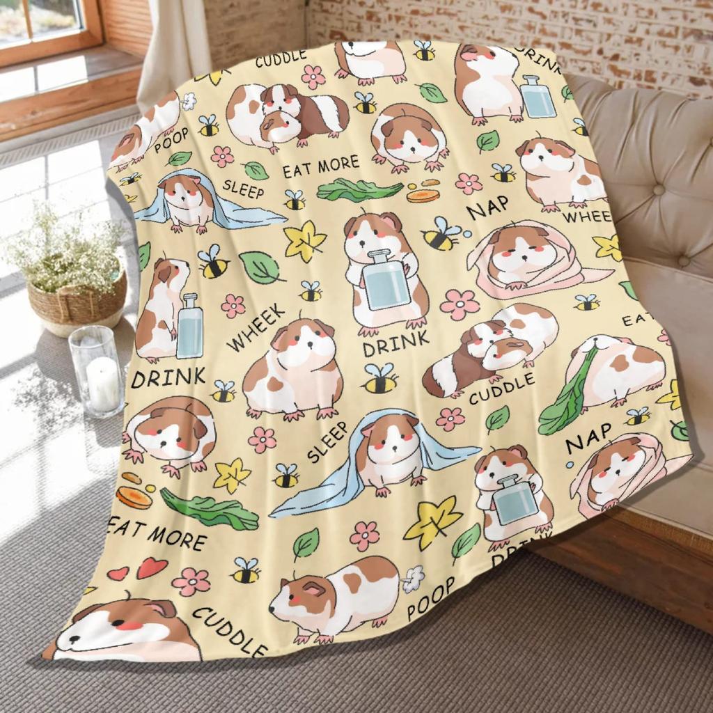 Guinea Pig Blanket Hamster Animal Throw Blankets Plush Cozy Flannel Ultra Soft Fuzzy Funny Party Blanket Gifts for Girls Women