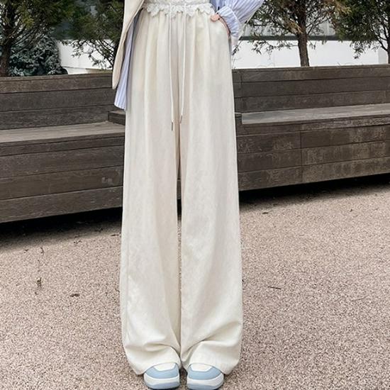 2025 Spring French Lace High-Waist Wide-Leg Trousers