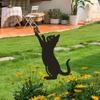 Black Cat Stake Garden Statue Decor Lovers Gifts Stainless Steel and Lawn for