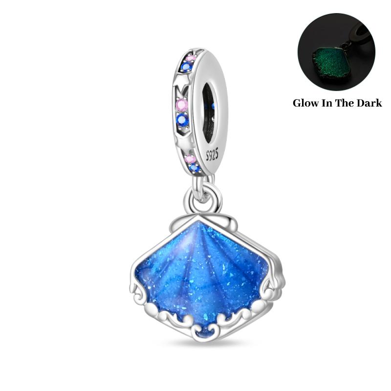 Ocean Series Copper Luminous Shell Pearl Fishtail Tortoise Charms Beads Fit 3Mm Original Bracelets Fine Diy Jewelry