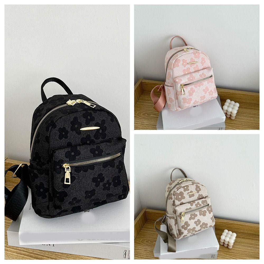 Floral Flower Backpack Pu Leather Travel Bag Creative Students Schoolbag Travel