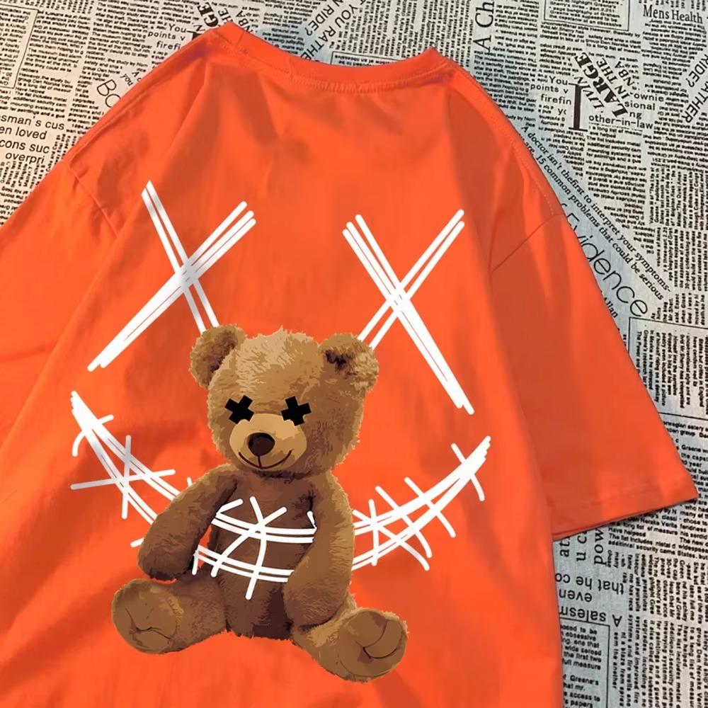 Футболка с рисунком «Пойманный бурый медведь» для мужчин и женщин, качественные футболки для пар, летние свободные футболки, винтажные хлопковые топы для пар