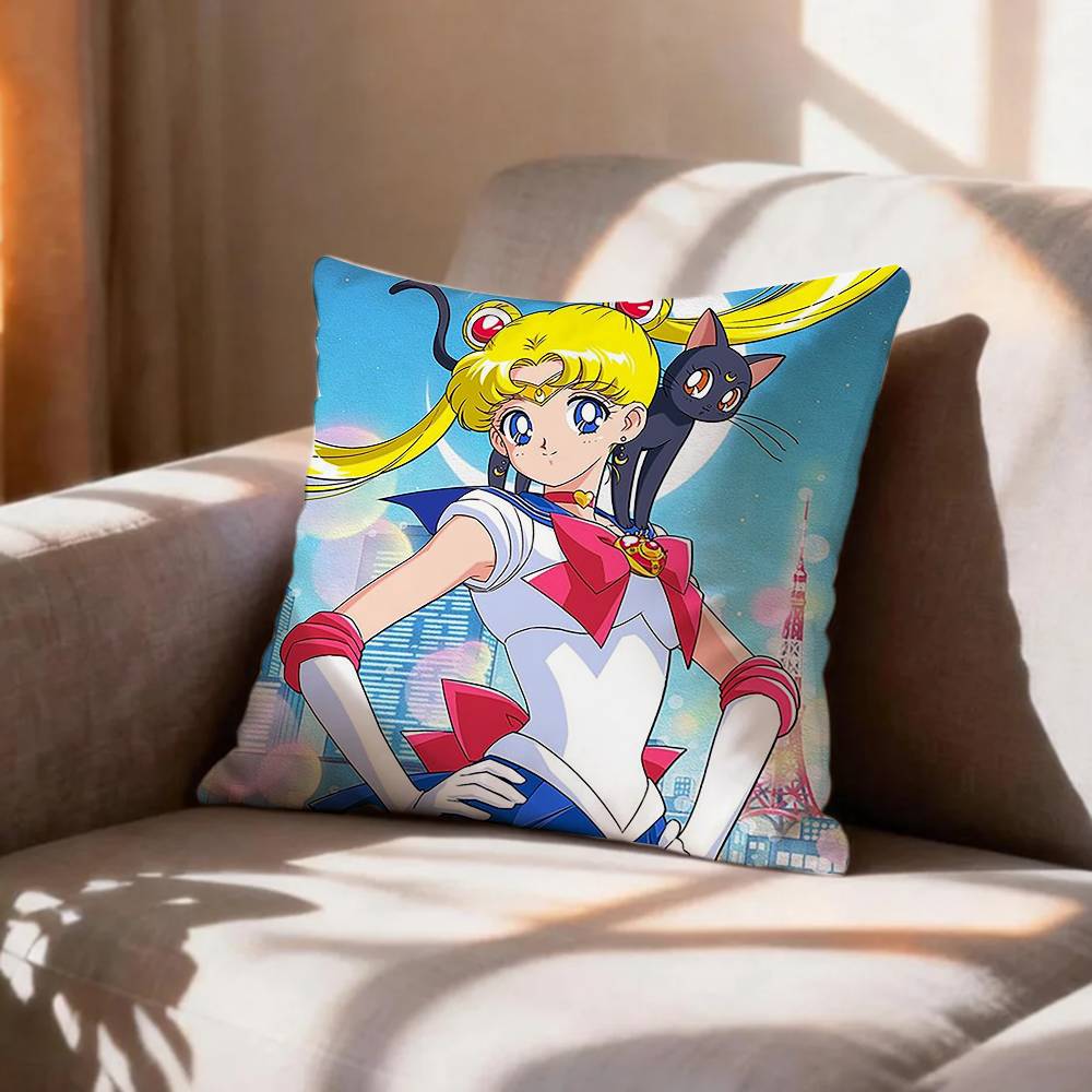 Cute Magical Girl SSailor Moon Pillow Case Pattern Printed Pillowcase For Living Room Sofa Cushion Cover