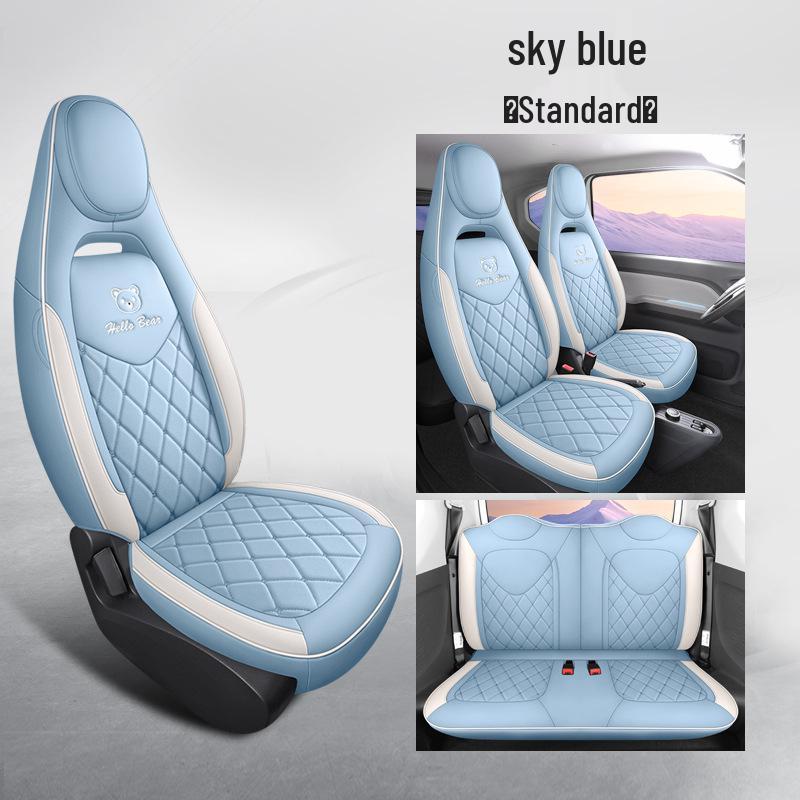 Wuling Mini Full Leather Cartoon Car Seat Cushion - Universal Fit, Four Seasons.