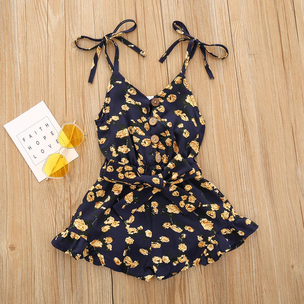 Летний комбинезон без рукавов для девочек, небольшой комбинезон с цветочным принтом, костюм для альпинизма