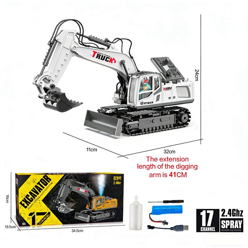High-quality 15/17 CH Alloy Remote Control Excavator 2.4G RC Crawler Engineering Vehicle Toy for Kids Christmas Birthday Gift