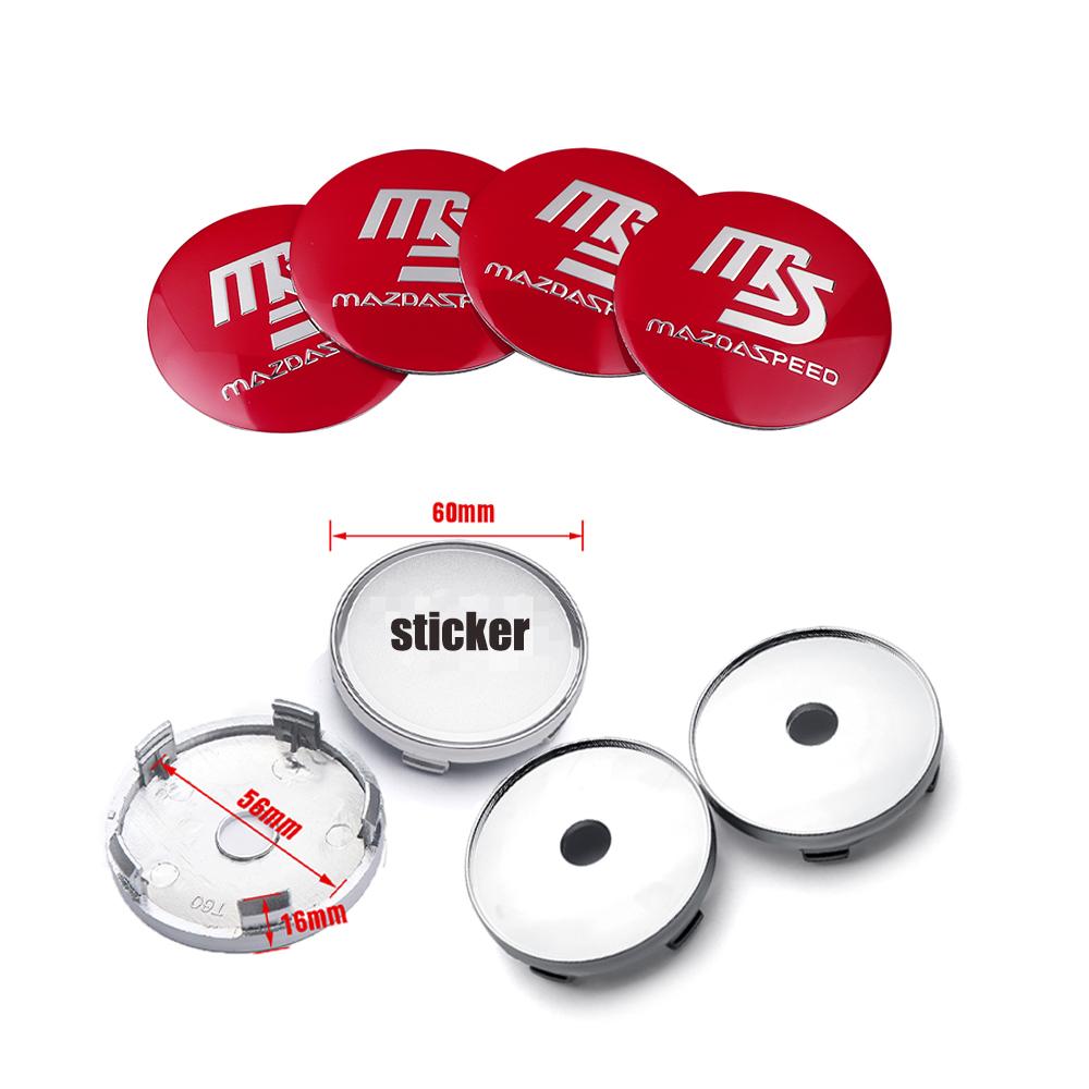 60mm Car Wheel Hub Caps Stickers Auto Emblem Badge Decorative Cover For Mazda 2 5 6 MS CX3 CX5 CX-8 MPS Atenza Demio Accessories