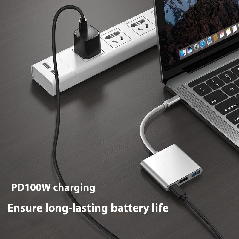 1 шт. Конвертер Type-C в HD Расширитель OTG-адаптер 3 в 1 Хаб Type-C 3.0 с HDMI 4K Сплиттером USB Дисковод Кардридер Док-станция для зарядки PD